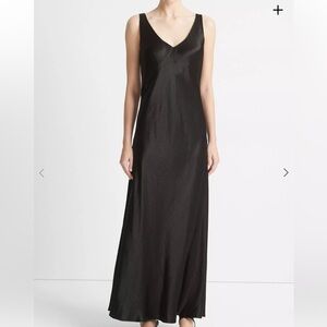 Vince Black V-Neck Maxi Slip Dress